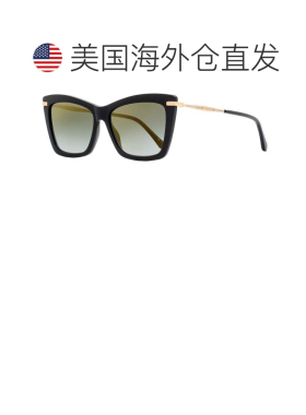 自营 Jimmy Choo 女士矩形太阳镜 Sady 807FQ 黑色/金色 56 毫米