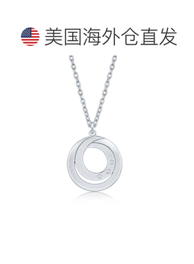 自营 simona925 纯银 0.015cttw 钻石双漩涡设计项链 - 银白色 美