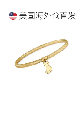 自营Ross-Simons 意大利 14kt 黄金网眼猫吊饰手链 - 8 英寸 美国