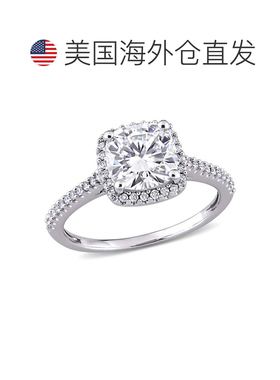 自营 Mimi & Max 14k 白金 2 克拉 DEW 垫形莫桑石和 1/4 克拉 TW