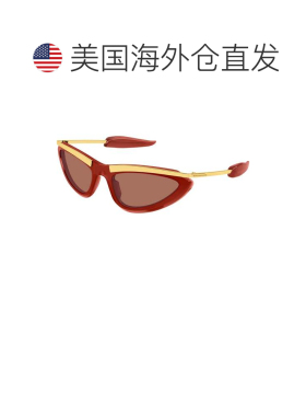 自营bottega veneta金色Bv1477s大胆猫眼太阳镜-红色 美国奥莱直