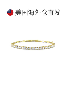 自营mimi & max3 1/2 CT TGW 方晶锆石网球手链，镀黄色纯银 - 黄