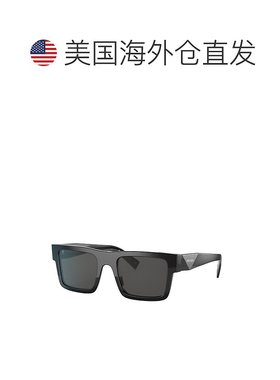 自营 Prada PR 19WS 1AB5S0 52mm 中性矩形太阳镜 - 黑色 美国奥