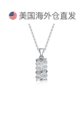 自营 genevive纯银白色立方氧化锆蜂巢吊坠 - 白色 美国奥莱直发