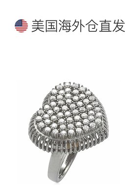 自营 Suzy Levian 黑化纯银密镶方晶锆石心形戒指 - 黑色 美国奥