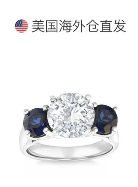 自营pompeii3经认证 5.03 克拉钻石和蓝宝石订婚戒指 14k 金实验