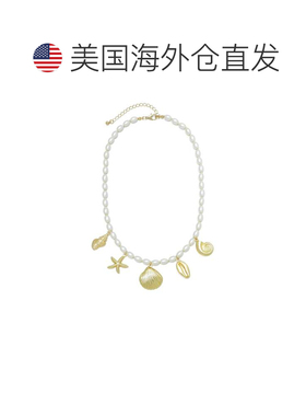 自营adorniaGold Plated Chunky Pearl and Sea Charms Necklace