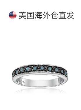自营 vir jewels 1/4 cttw 蓝色钻石戒指 .925 纯银带锯状滚边和