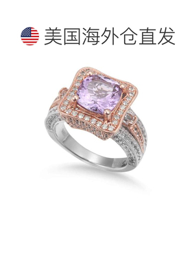 自营Suzy Levian 双色纯银 5.57 cttw 垫形切割紫色紫水晶戒指 -