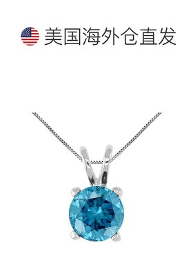 自营 vir jewels1.50 克拉蓝色钻石单石吊坠项链 14K 白金圆形和