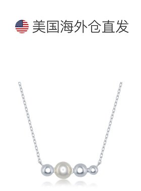 自营 simona925 纯银 FWP 和串珠条形项链 - 银白色 美国奥莱直发