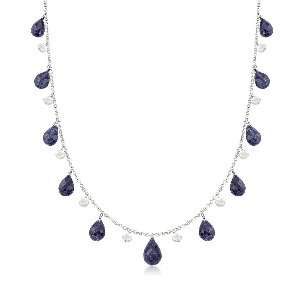 Ross-Simons 4-5mm Cultured Pearl and Sapphire Bead Necklace - 图2