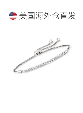 自营925 纯银 Ross-Simons 钻石条 Bolo 手链 - 白色 美国奥莱直