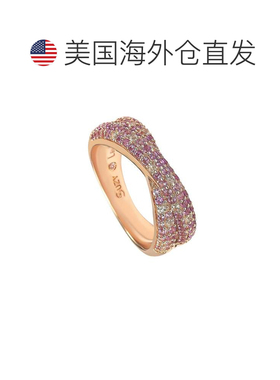 自营Suzy Levian 纯银粉色和白色蓝宝石和钻石点缀小巧密钉交叉戒