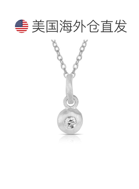 自营 genevive纯银白色立方氧化锆吊坠 - 白色 美国奥莱直发
