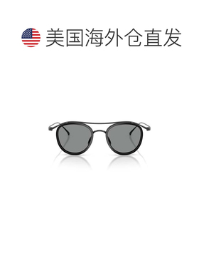 自营giorgio armani0ar6179t圆形黑色钛金太阳镜，采用双桥设计-
