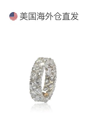 自营 Suzy Levian 纯银心形白色立方氧化锆永恒戒指 - 白色 美国