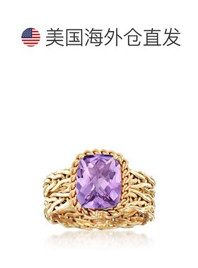 自营 Ross-Simons 14 克拉黄金紫水晶编织戒指 - 紫色 美国奥莱直