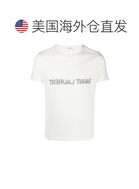 自营Saint Laurent Men's Logo T-Shirt - white 美国奥莱直发