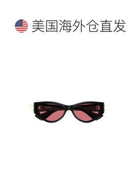 自营valentino黑色猫眼金色徽章醋酸纤维太阳镜-黑色 美国奥莱直
