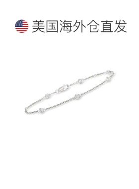 自营925 纯银 Ross-Simons 包边镶钻石工位手链 - 7 英寸 美国奥