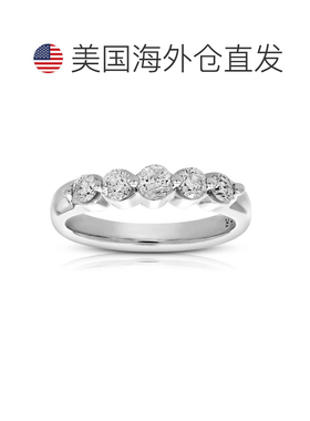 自营vir jewels0.70 克拉钻石 5 石戒指 14K 白金新娘订婚 - 白色