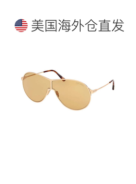 自营Tom Ford飞行员全框太阳镜，闪亮的深金色框架和棕色镜片Ft11