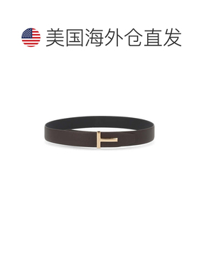 自营tom ford小牛皮t形金属扣腰带-灰色 美国奥莱直发