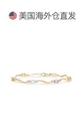 自营 genevive纯银配 3 毫米彩色方晶锆石网球手链 - 白色 美国奥