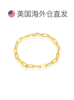 自营simona纯银 4 毫米回形针手链 - 镀金 - 镀金 7 英寸手链 美