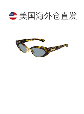 自营bottega veneta金色Bv1387s龟形醋酸纤维猫眼太阳镜-棕色 美