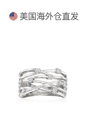 自营 925 纯银 Ross-Simons 钻石公路戒指 - 白色 美国奥莱直发