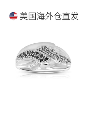 自营vir jewels 0.18 cttw 黑白钻石结婚戒指 10K 白金漩涡 - 白