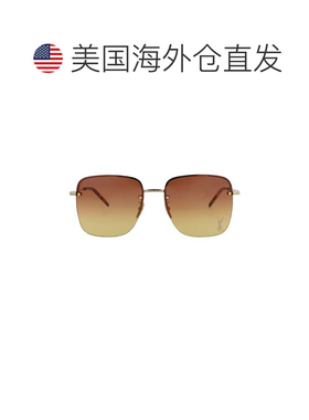 自营saint laurent方形镜框金属太阳眼镜-金色金色橙色 美国奥莱