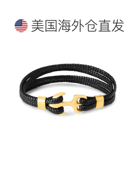 自营Bruno Magli Mens Four Strand Braided Leather Bracelet, B