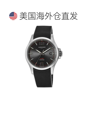 自营Longines Conquest V.H.P. Black Dial Rubber Strap Men's W