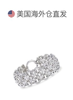 自营 Ross-Simons 纯银多环链式手链 - 8 英寸 美国奥莱直发