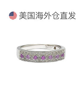 自营Suzy Levian 纯银粉色蓝宝石和钻石口音密钉戒指 - 粉色 美国
