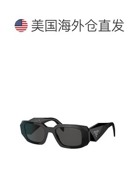 自营 Prada PR 17WSF 1AB5S0 51 毫米女式矩形太阳镜 - 黑色 美国