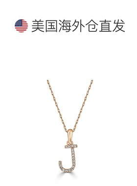 自营 sabrina14k 玫瑰金和钻石初始项链 玫瑰 j 美国奥莱直发