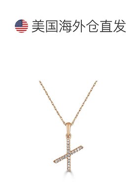 自营 sabrina14k 玫瑰金和钻石初始项链 - 玫瑰 x 美国奥莱直发
