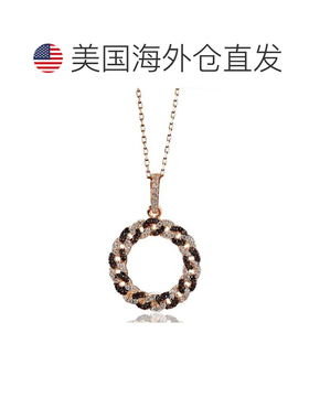 自营Suzy Levian 玫瑰纯银棕色立方氧化锆互锁圆形吊坠 - 棕色 美