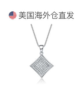 自营geneviveGv C.z.纯银镀铑方形吊坠 - 银 美国奥莱直发