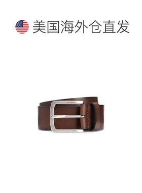 自营boss深棕色意大利皮带，带标志雕刻扣 新款 美国奥莱直发