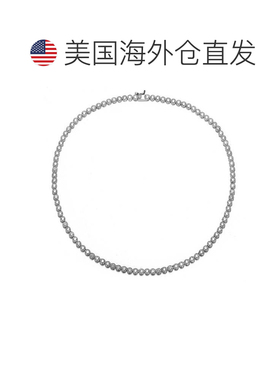 自营GENEVIVE 925 纯银立方氧化锆锯状滚边包边网球项链 - 银白色
