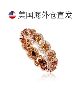 自营Suzy Levian Rose 纯银立方氧化锆香槟圆形永恒戒指 白色 美