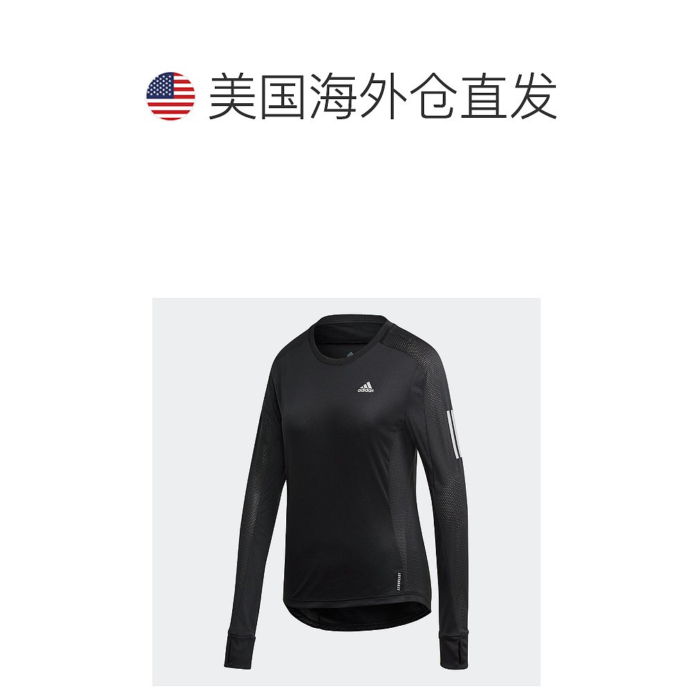 Adidas/阿迪达斯女士 Own the Run长袖休闲运动T恤黑色【美国-图1