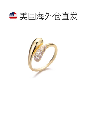 自营adornia14k Gold Plated CZ Curved Bands Ring - gold 美国