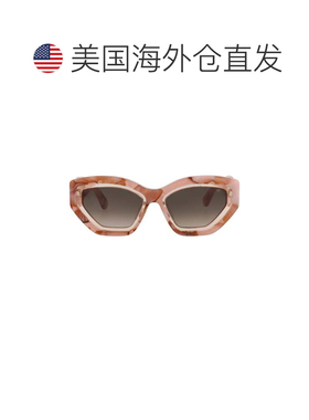 自营philipp plein猫眼镜框醋酸酯太阳镜-粉红色-粉红色-棕色 美