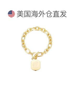 自营adornia14k Gold Plated Monogram Initial Chunky Toggle Br